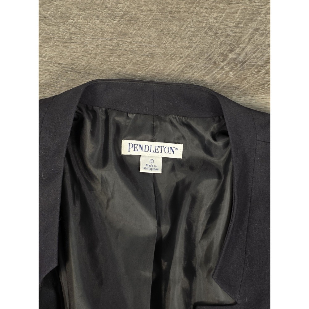 Pendleton Blazer Jacket Women 10 BLACK Single Button Mid Length‎ Polyester Blend - Picture 4 of 8
